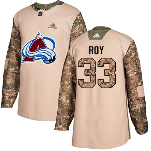 Adidas Avalanche #33 Patrick Roy Camo Authentic Veterans Day Stitched NHL Jersey - Click Image to Close